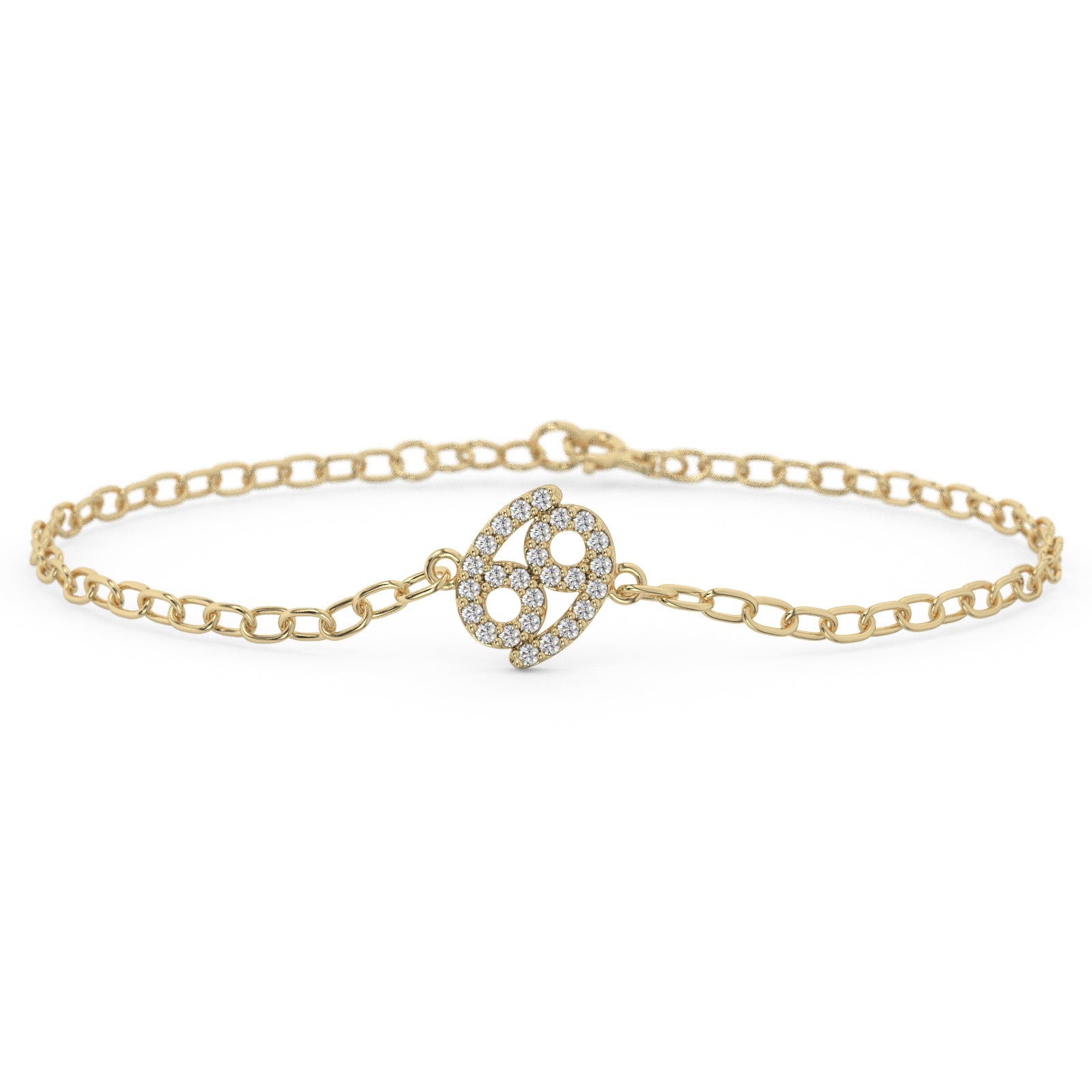 Aquarius Pave Zodiac Bracelet | Dainty Diamond Solid Gold