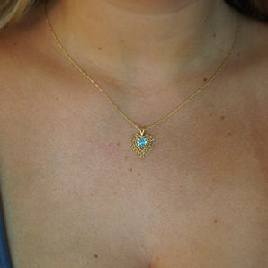 Blue CZ Heart Pendant